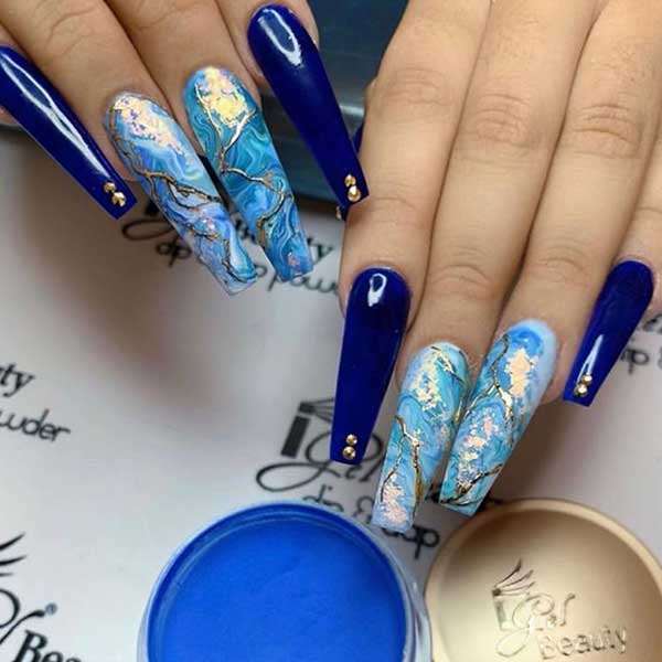 طراحی ناخن آبی + ناخن ابی شاین شیک و زیبا طرح ناخن آبی و سفید طرح ناخن ابی فیروزه ای طراحی ناخن با لاک ابی و صورتی لاک آبی فیروزه ای اکلیلی طرح ناخن ابی کمرنگ ناخن ابی پاستیلی کاشت ناخن ابی آسمانی Blue nail design 