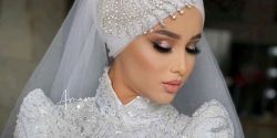 میکاپ عروس با حجاب با تاج + آرایش عروس با توربان شیک
