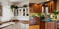 جدیدترین رنگ ها برای آشپزخانه + آشپزخانه سفید و چوبی