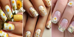 طراحی ناخن گل بابونه شیک و ترند برای بانوان شیک پوش و خاص