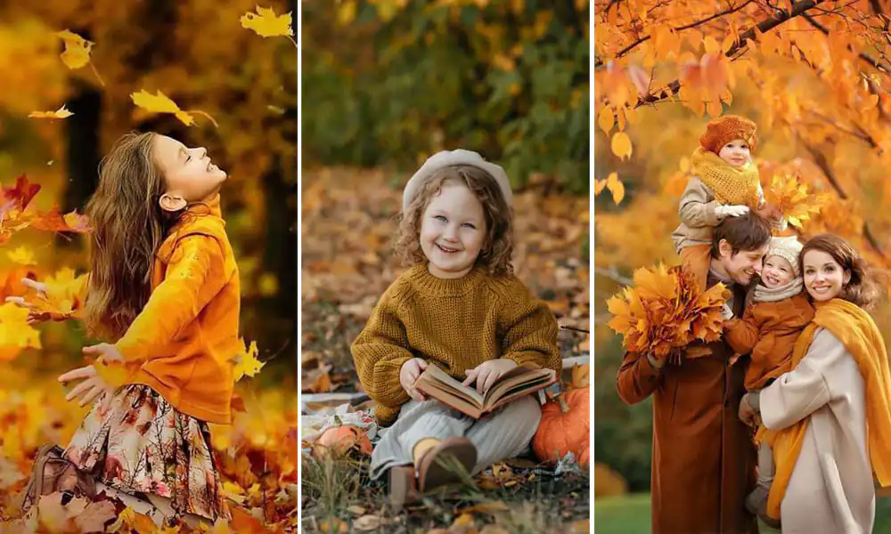 ایده عکاسی پاییزی برای کودک