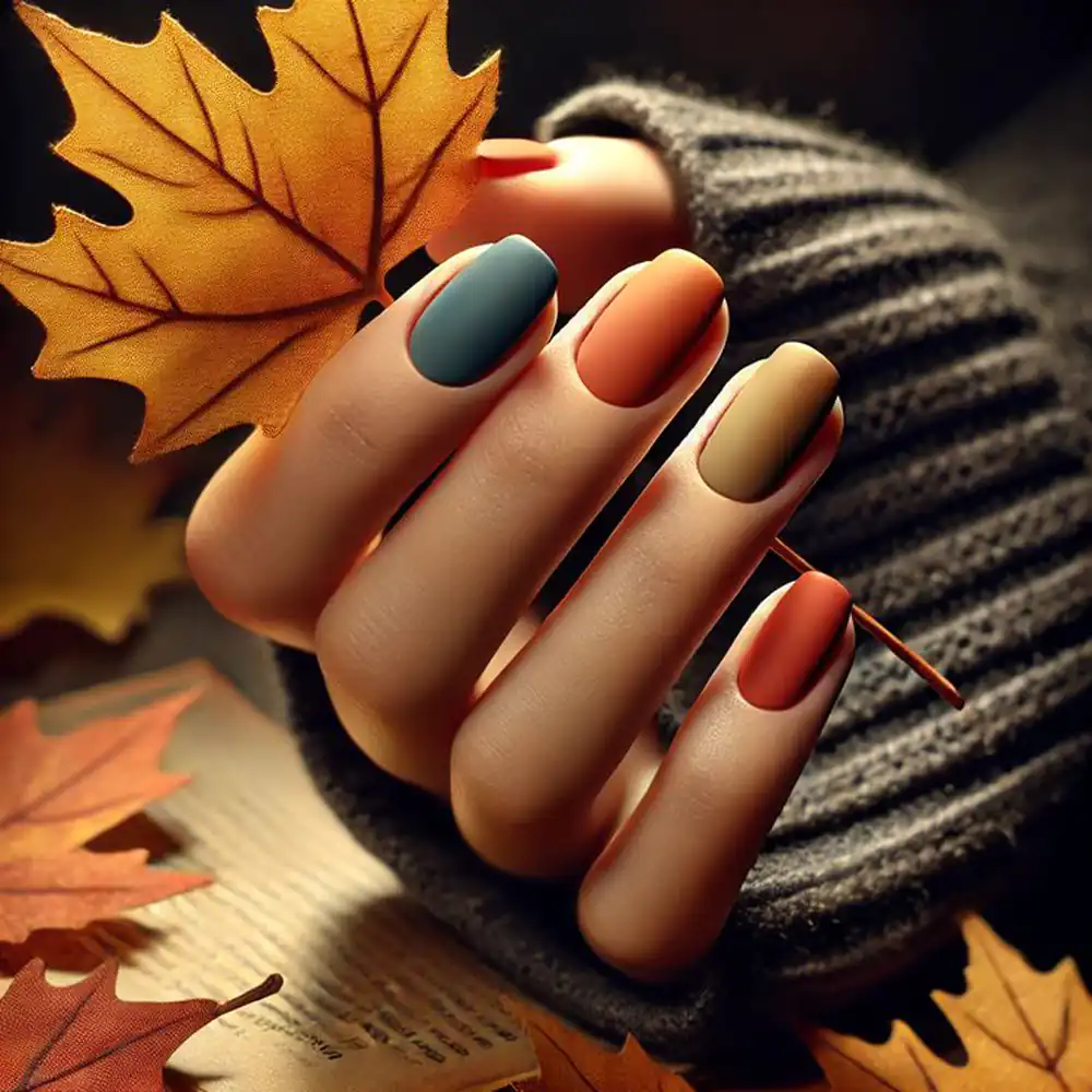 طراحی ناخن مینیمال پاییزی
