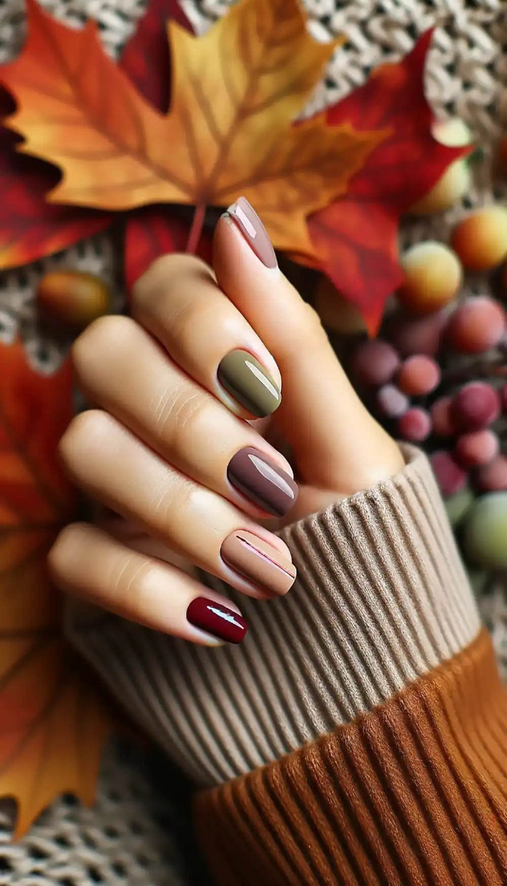 طراحی ناخن مینیمال پاییزی