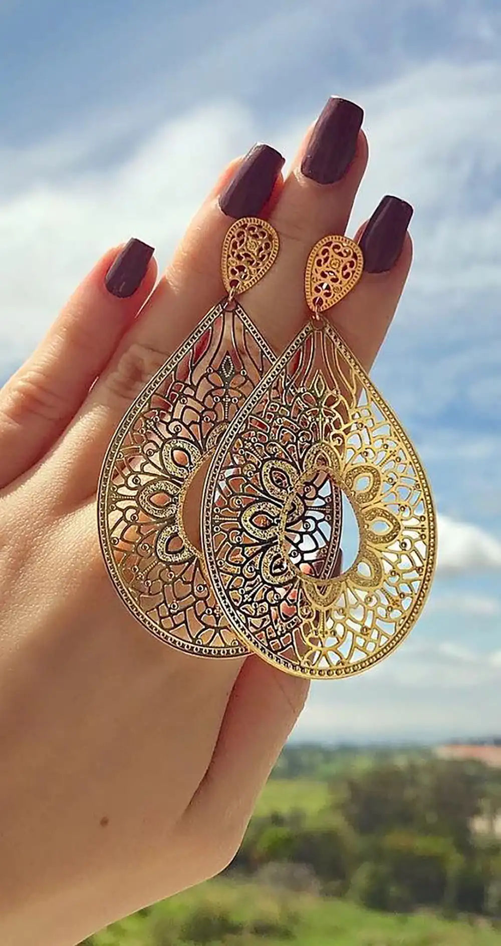 گوشواره طلا آویز ایتالیایی جدید